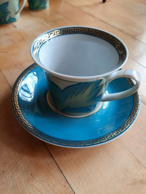 Rosenthal Versace Ikarus Arabesque blau Cappuccino Obertasse+Untertasse neu
