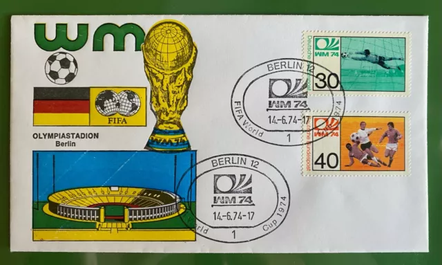 Ersttagsbrief FDC WM 1974 FIFA Olympiastadion Berlin Michel-Nr.: Bund 811   B83