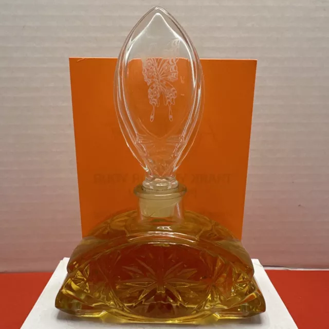 Vintage Avon Imperial Garden Perfume Glass Bottle W/Butterfly Etched Topper 4 Oz