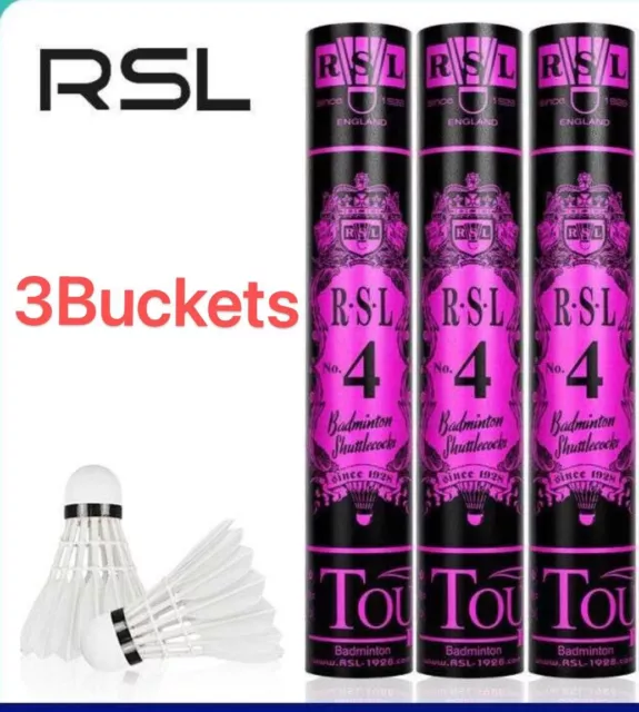 $23.33 * 3 Tubes Of Genuine RSL 4 Shuttlecocks (speed 77)