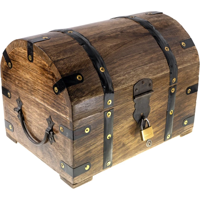 Coffre Au Trésor En Bois Vintage Rouge – Boîte à Bijoux Ou Rangement Décoratif