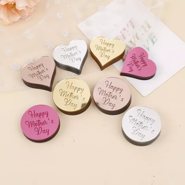 10pcs Happy Mother's Day Cupcake Topper Gold Acrylic Cake Topper for Birthday Hu