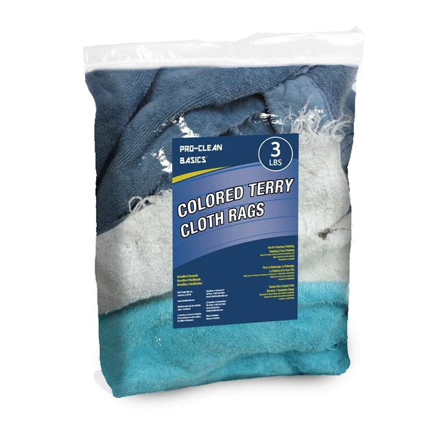 Pro-Clean Basics A99400 Terry Cloth Rags, Assorted Colors, Assorted Sizes, Co...