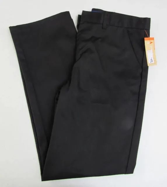 NEW Boys 18 Husky Black Twill Uniform Pants Relaxed Fit Adjustable Waist No Iron