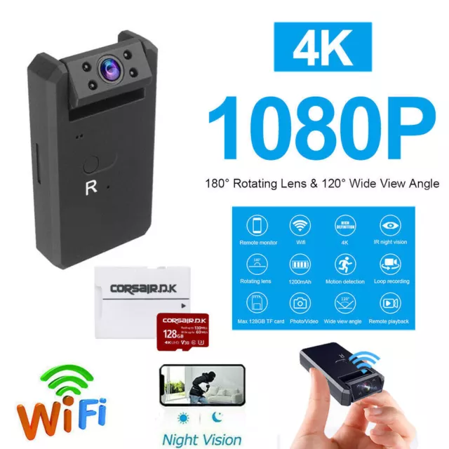 Mini WIFI IP Kamera WLAN Webcam Überwachungskamera Nachtsicht 4K 1080P Camera