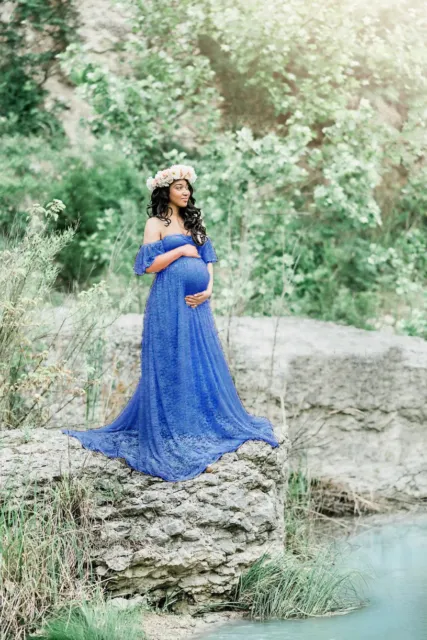 Pregnant Women Lace Maxi Long Dress Maternity Gown Photography Photo Shoot 2