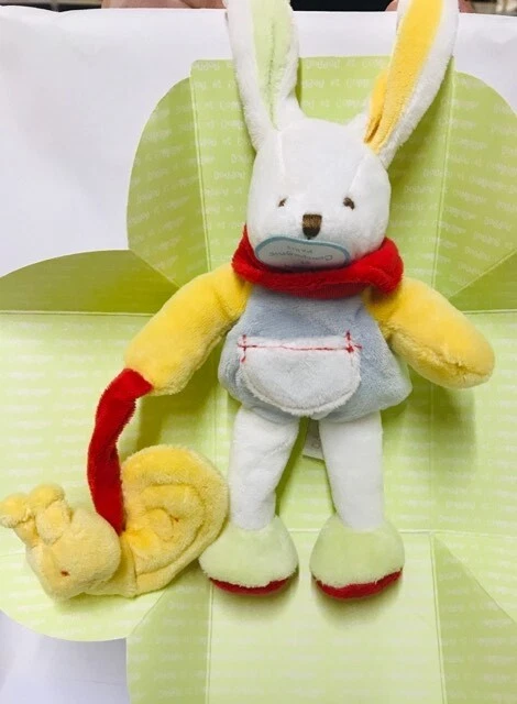 Doudou Et Compagnie BOH'AIME - Pantin Lapin Rose Avec Doudou En Boîte Fleur - Garantie Doudou Perdu
