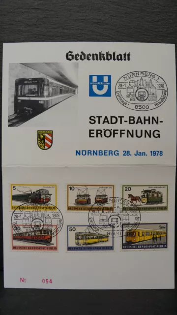 U-Bahn Nürnberg, Stadtbahn, Eröffnung 28.01.1978, Gedenkblatt