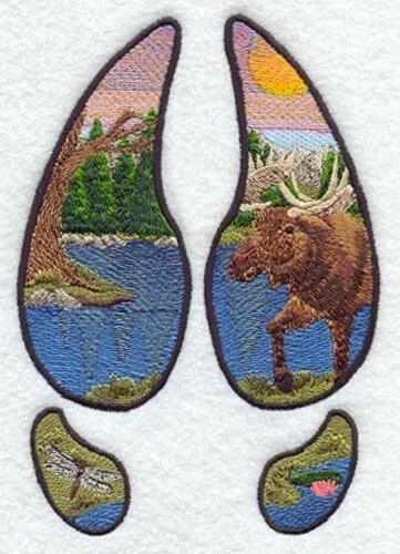 Embroidered Ladies T-Shirt - Moose Track Lake M1556 Sizes S - XXL