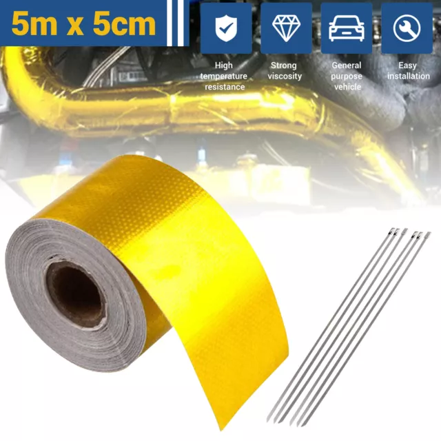 2"x16ft Gold Heat Barrier Shield Roll Fiberglass Wrap Tape Exhaust Protection