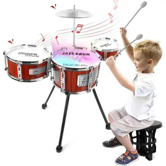 Kids Drum Set, Musical Toy Kids Drum Kit for Toddler Jazz for 1 2 3 year Boys