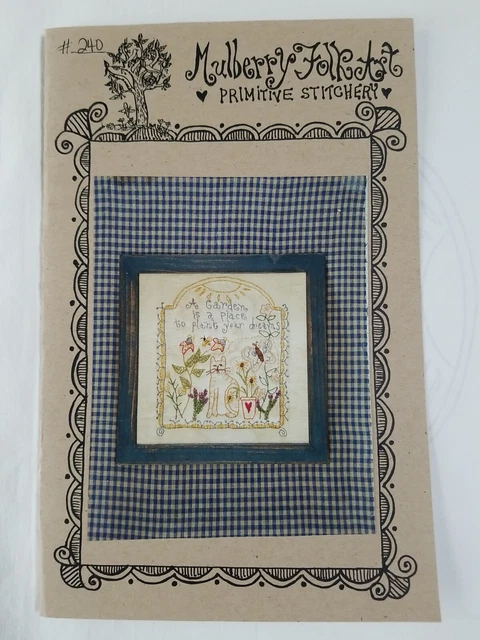 Costura primitiva de arte popular de morera #240 jardín es lugar para plantar tus sueños