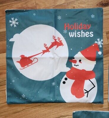 Lot of 3 Decorative Christmas Pillow Covers 17" x 17.5" Santa Elf Snowman New 3