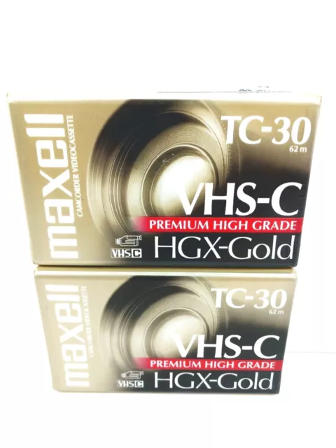 2 quilates Maxell TC-30 VHS-C Premium Alto Grado HGX-Oro Videocámara NUEVAS SELLADAS