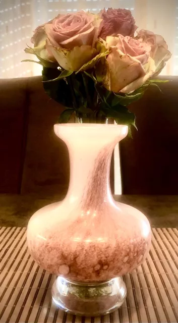 Peter Kaspar Glas Vase Glaskunst single-art rose weiß Bleikristall mundgeblasen