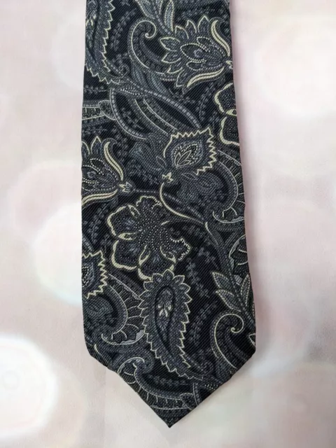 XMI For Nordstrom Black Blue/Taupe Floral Paisley Necktie NWT