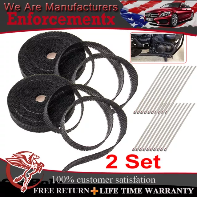 2 Titanium Manifold Exhaust Wrap Header Pipe Heat Insulation Tape Roll 1" x 50FT