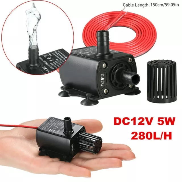 Durable and Efficient DC 12V 280L/H 5W Brushless Submersible Pump for Fish Tank