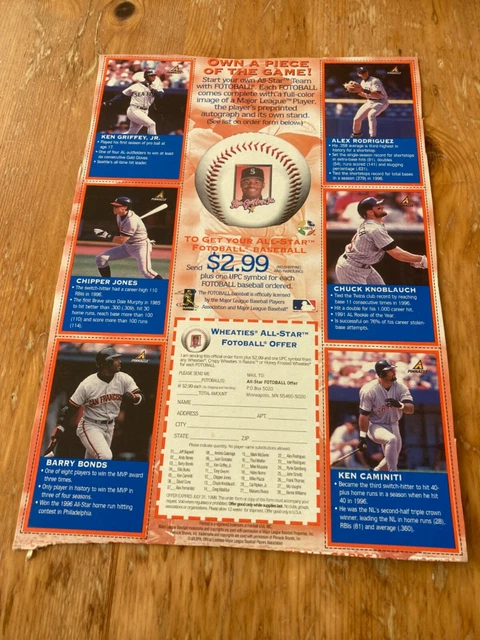 1997 Wheaties All-Stars Topps trading cards sheet uncut  McGwire Piazza