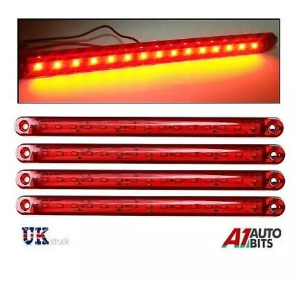 4x 12v 24v 15 Smd Led Side Rear Marker Red Lights Lamps Trailer Caravan Truck