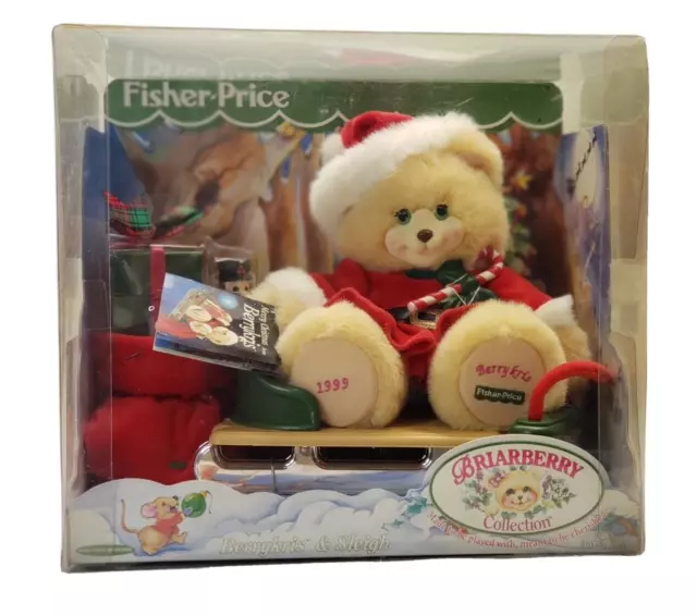 Vintage 1999 Fisher Price Briarberry Collection Bear - Berrykris & Sleigh - New