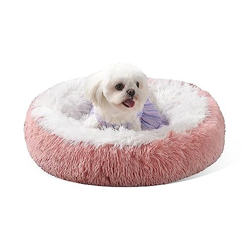 Calming Dog & Cat Bed, Anti-Anxiety Donut Cuddler Warming Cozy Soft Round Bed...