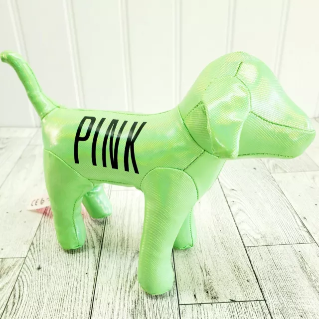 Victorias Secret PINK Neon Green 7" Vinyl Dog Plush Stuffed Animal Toy 2013 2