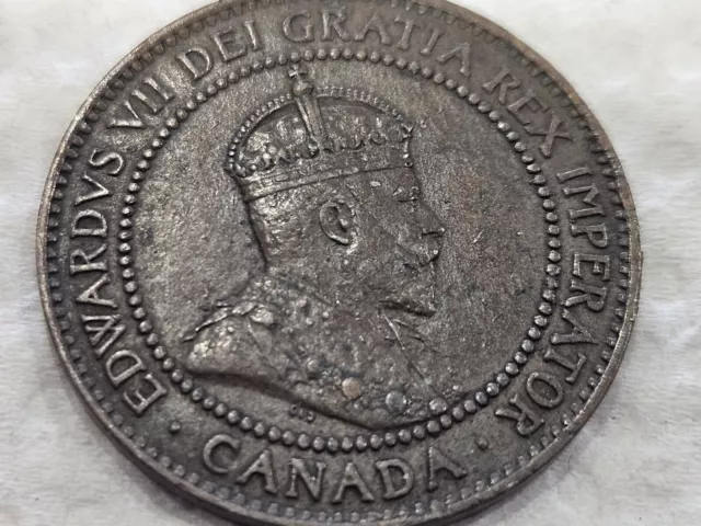 1908 Canada One 1 Cent Edward Vii Large Penny Coin