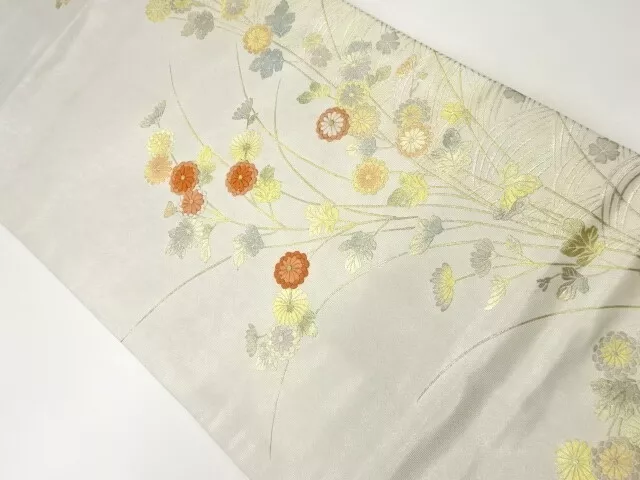 6889351: Japanese Kimono / Vintage Nagoya Obi / Embroidery / Kinsai / Kiku & Wav
