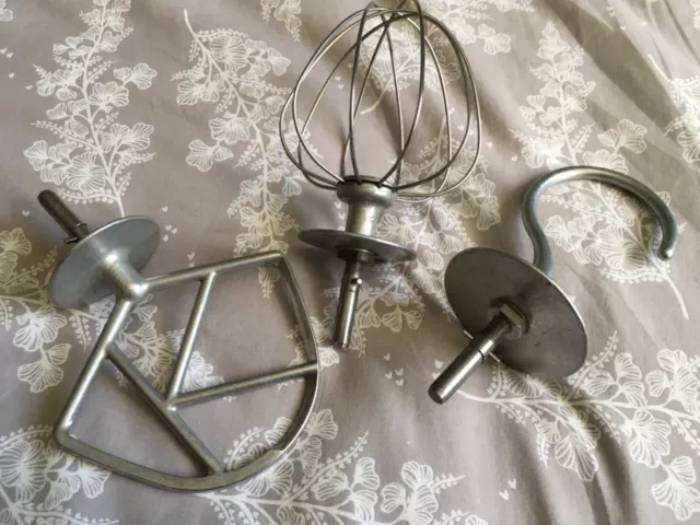 Attachments for Kenwood Chef mixer, K beater, whisk and dough hook