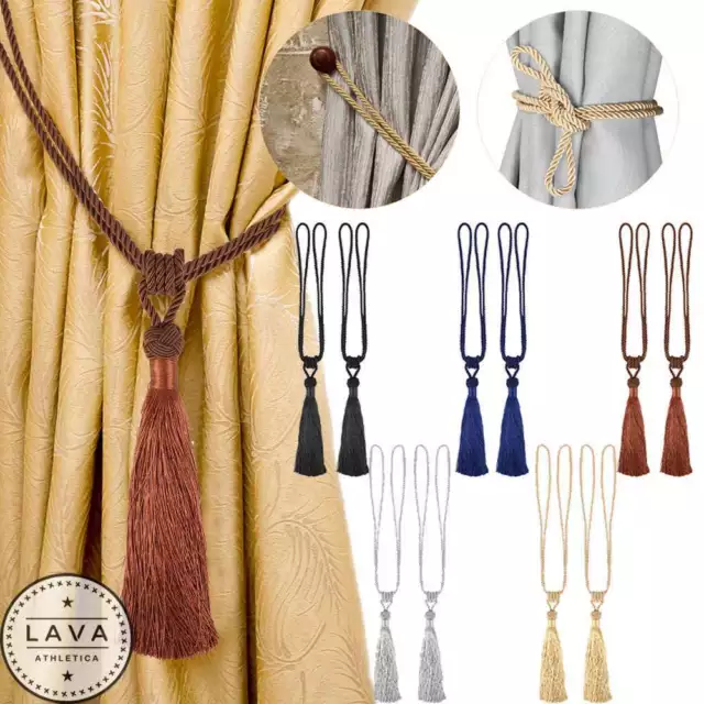 2PCS Curtain Holdbacks Rope Tie Backs Durable Tassel Tiebacks Window Home Decor