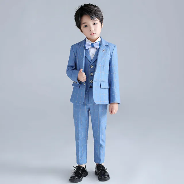 Boys Formal Suits Bow Tie Blazer Suit Shirt Vest Trousers Kids Gentleman Outfits