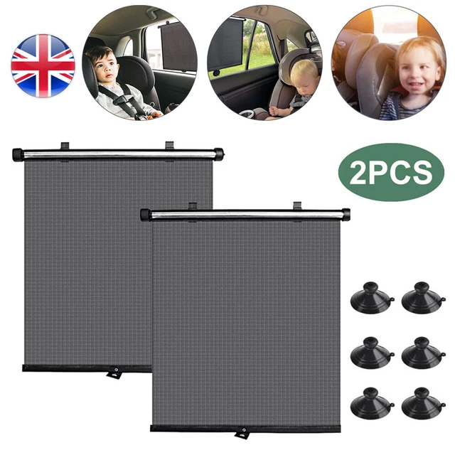 2Pcs Car Window Roller Blinds Sun Shade Baby Kids Interior UV Protection 40x45cm