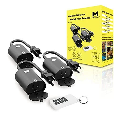 Outdoor Remote Control Outlet Wireless Remote Plug 3 Plugs with 1 Remote