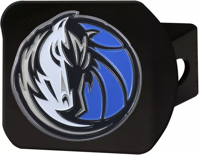 Dallas Mavericks Solid Metal Black Hitch Cover with Color Metal Emblem 2 Inch...