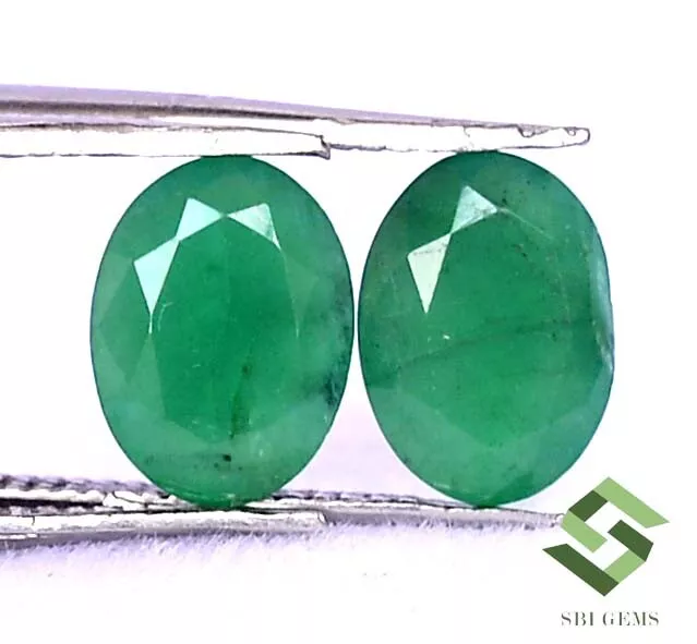 8x6 mm Certified Natural Emerald Oval Cut Pair 2.15 CTS Untreated Loose Gemstone