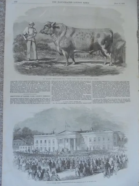 Hugh Robert Hughes arrives to claim Kinmel Hall Abergele 1853 print ref AC