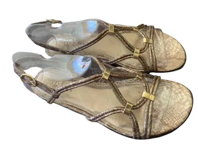 Life Stride Womens Sandals Flirt Gold Snake Flats 8.5 M New in Box