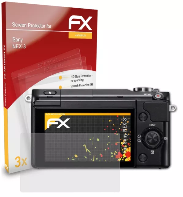 atFoliX 3x Film Protection d'écran pour Sony NEX-3 mat&antichoc