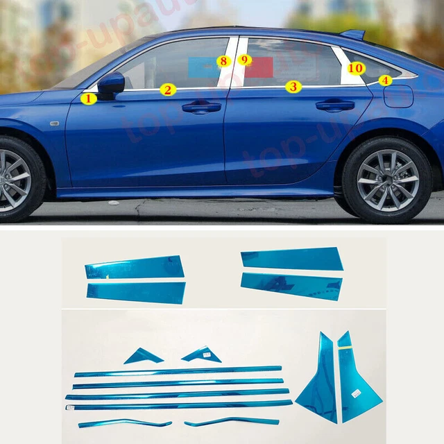 FOR 20222023 HONDA Civic Steel Chrome Window Trim Strip Molding Cover