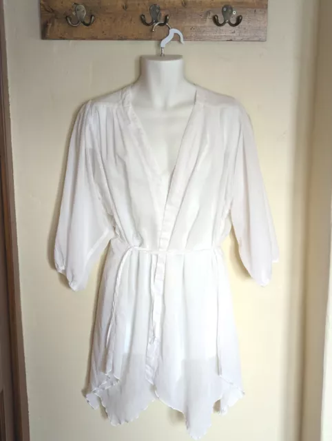 Womans Swim Suit Cover-Up Beaches & Boho White Sheer Pullover Size Med NWT