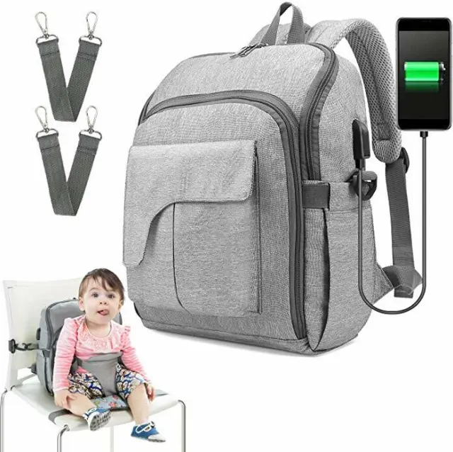 Multi-Function Baby Diaper Bag Travel Backpack Baby Seat with USB Charging Port