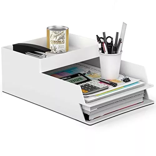 Office Desktop Organizer A4 File Organizer Desk Shelf File Tray White Desk Do...