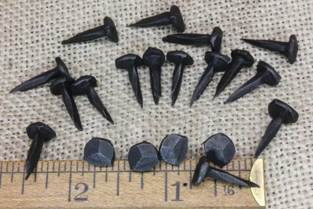 5/8" Rosehead 25 Nails Square Wrought Iron Tacks Vintage Rustic Decorative Look