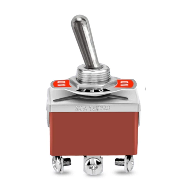 Speedware Latching Metal Toggle Switches, 20 Amp at 12Vdc 125Vac, 6-Pin DPDT On/