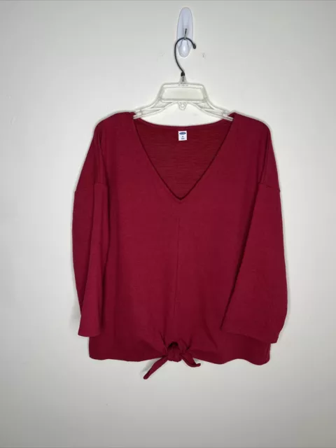 Old Navy Women's XXL Scarlet Red  Tie Front  3/4 Sleeve Top New