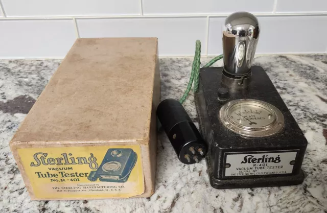 Antique Vacuum Tube Tester • Sterling R-401 with Orig. Box • Antique Radio