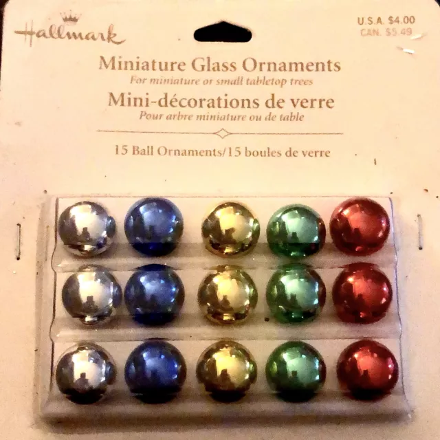 Hallmark Miniature Glass Ball Christmas Tree Ornaments Mini 1/2" Multi Color Nos