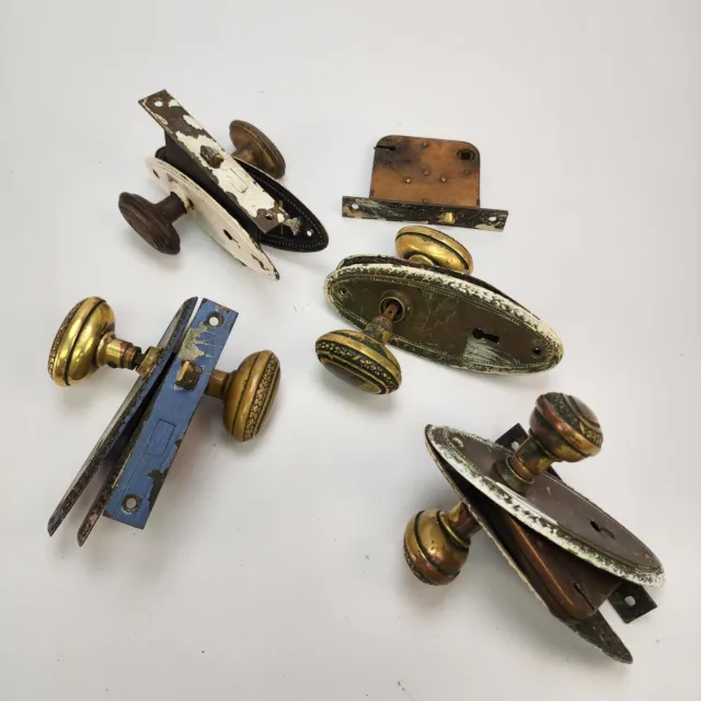 Vintage Brass Door Handles & Yale/Vulcan Locks Set - Classic Home Hardware Decor