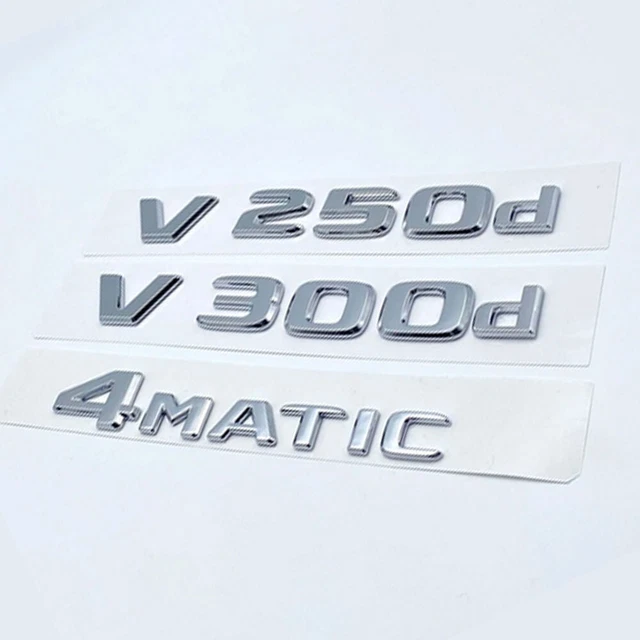 NIBOTT 3D-Buchstaben Emblem Silver V250d - Typenschild Aufkleber Für Mercedes V-Klasse